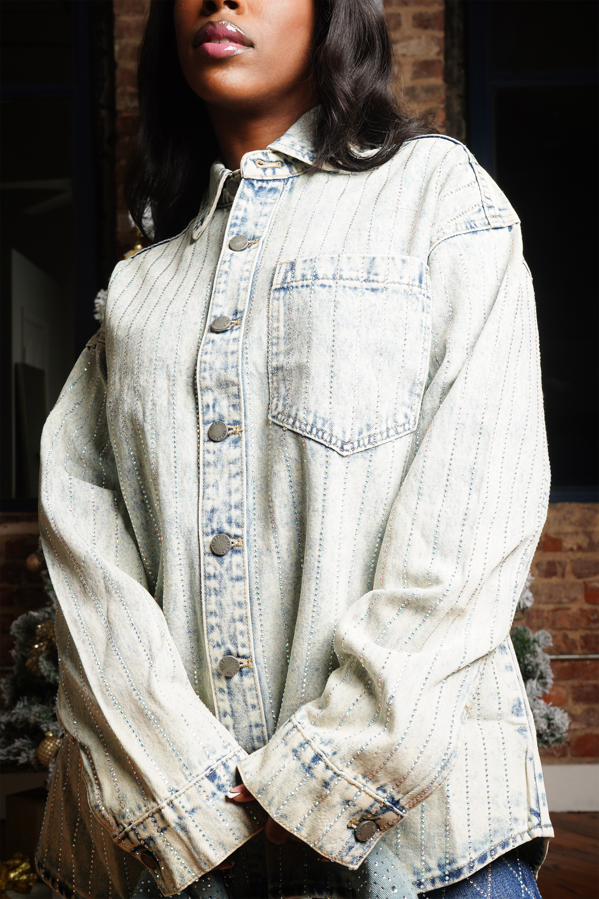 Rhinestone Denim Jacket | After Schex