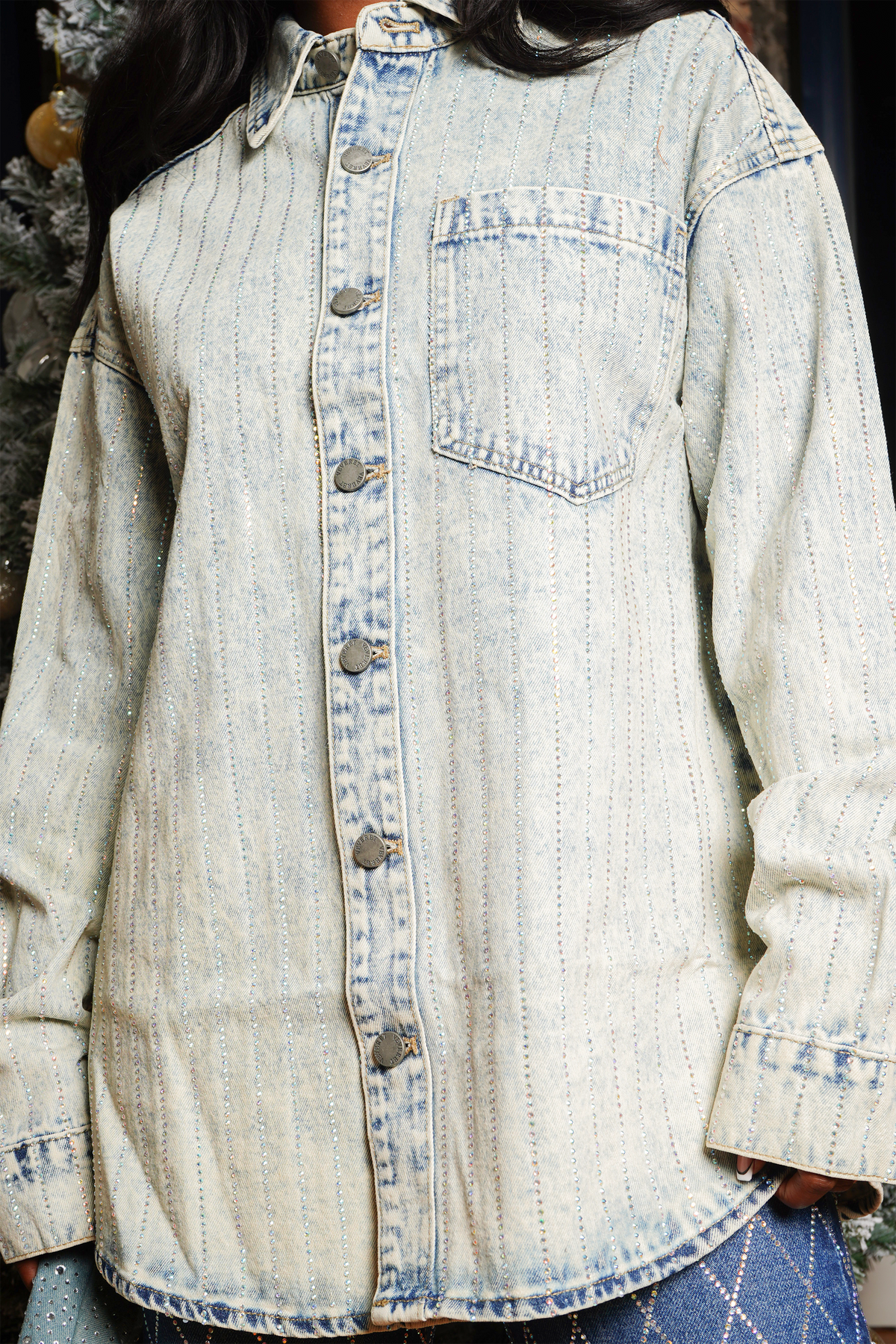 ジャケット・アウター LAST NEST RHINESTONE DENIM JACKET LAST NEST