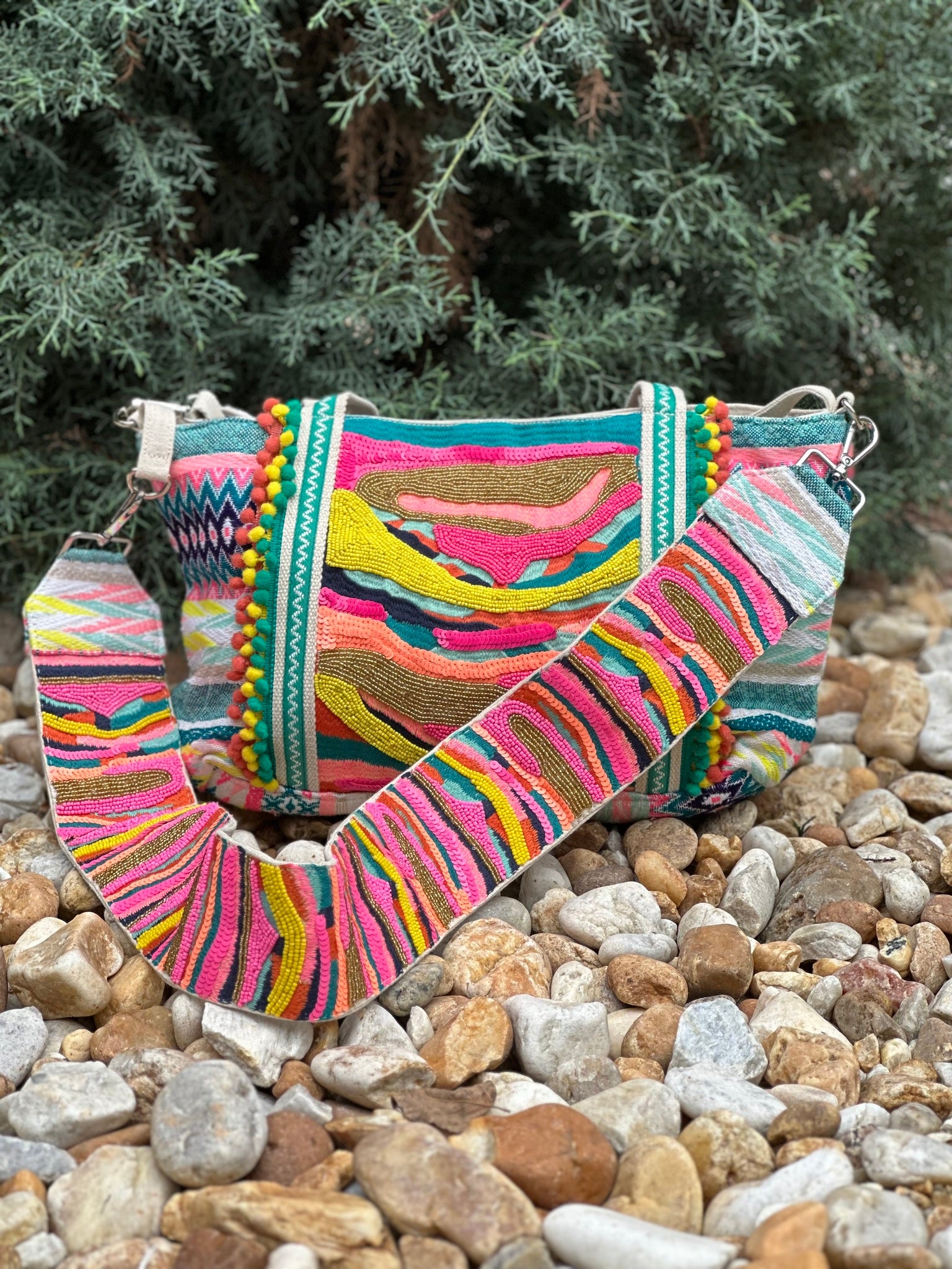 mamacita crossbody pink turquoise