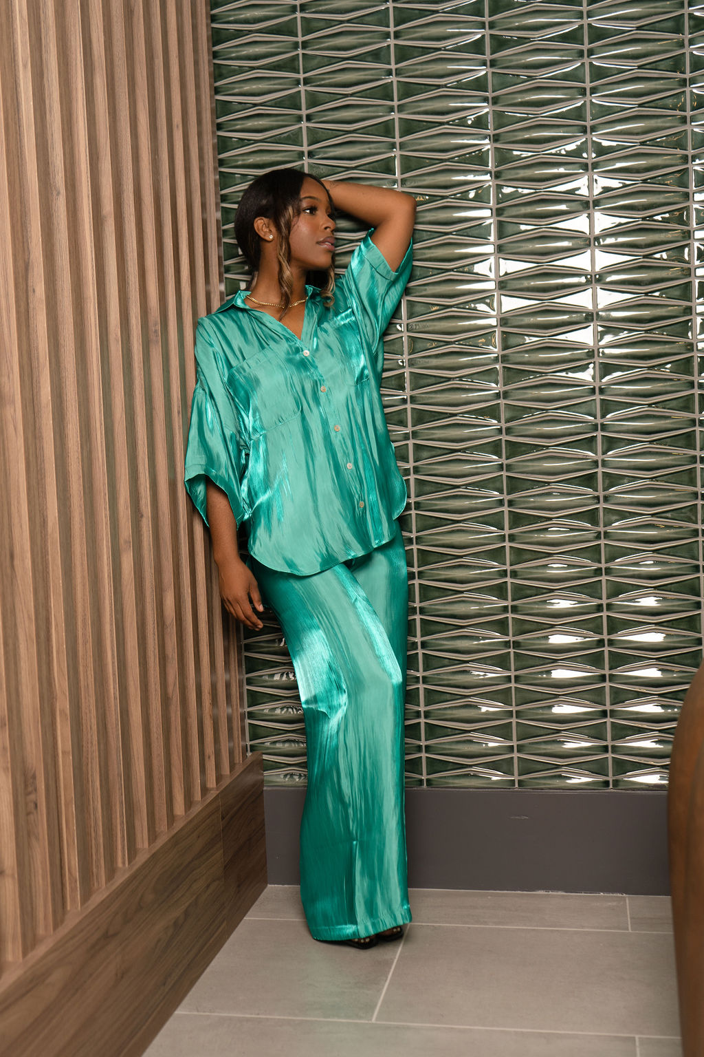 Teal pant set