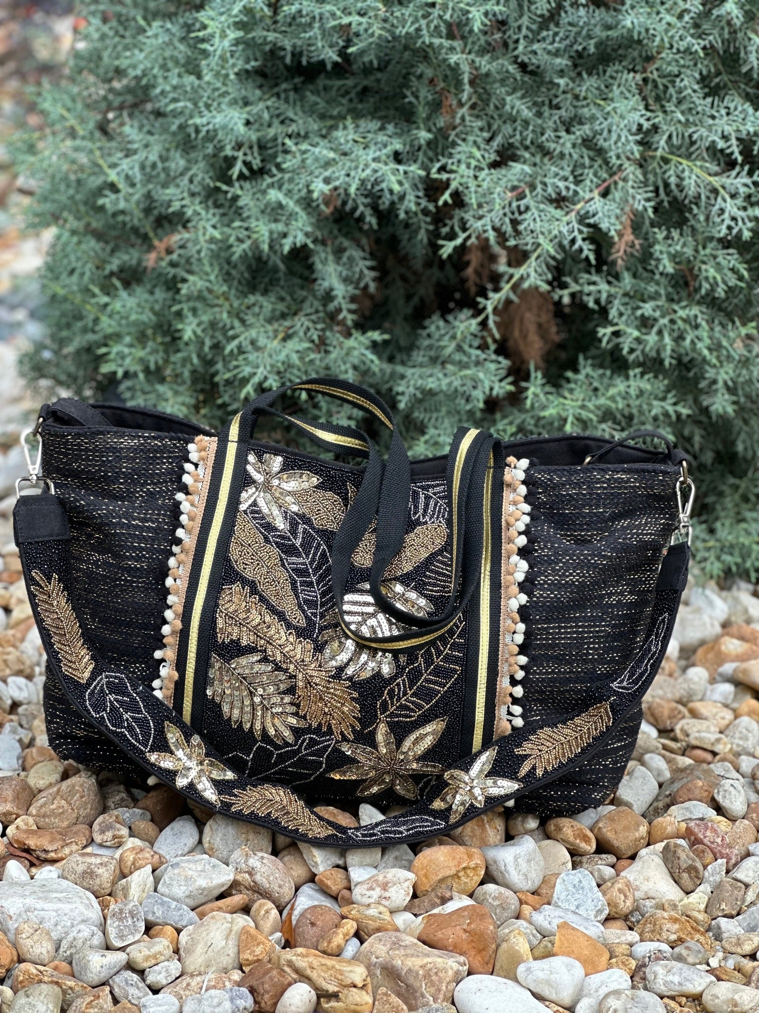 Metallic Floral Tote After Schex